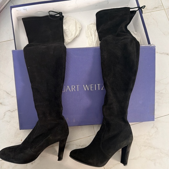 STUART WEITZMAN Suede over the knee and thigh boots - Picture 4 of 9